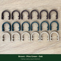 ModuMoss plant clamps in Brown, Pine Green and Oak