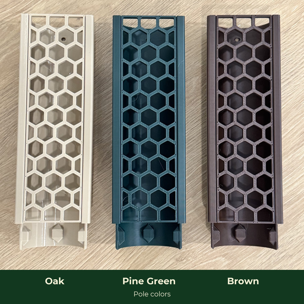 ModuMoss moss pole sections in Oak, Pine Green and Brown