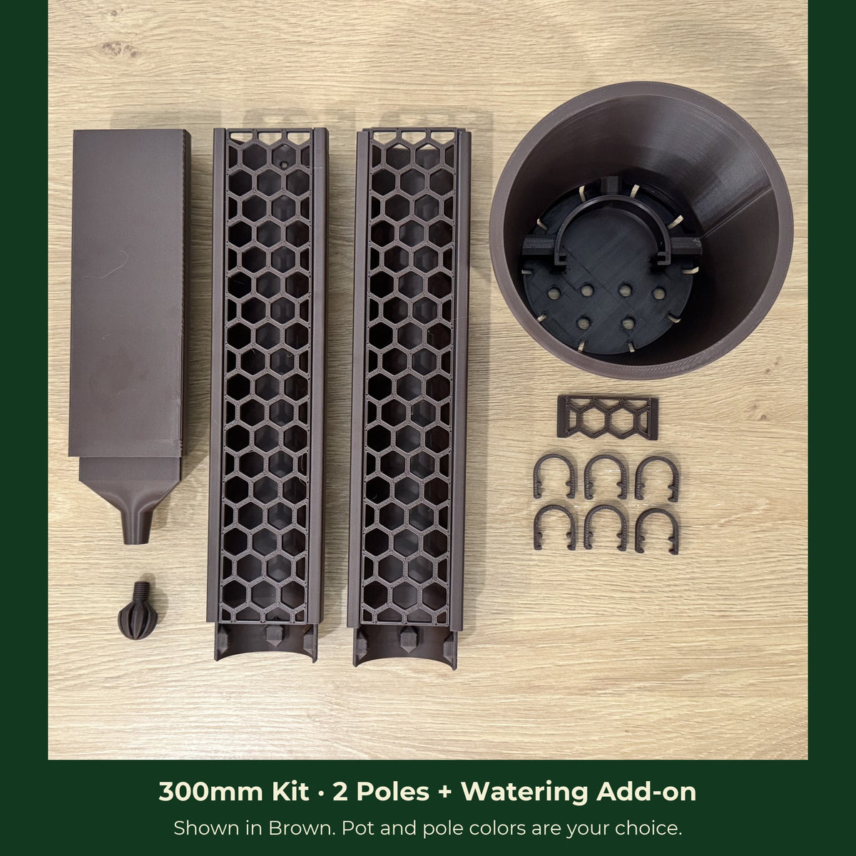 ModuMoss 300mm kit with 2 poles and watering add-on, in brown
