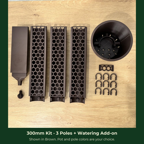 ModuMoss 300mm kit with 3 poles and watering add-on, in brown