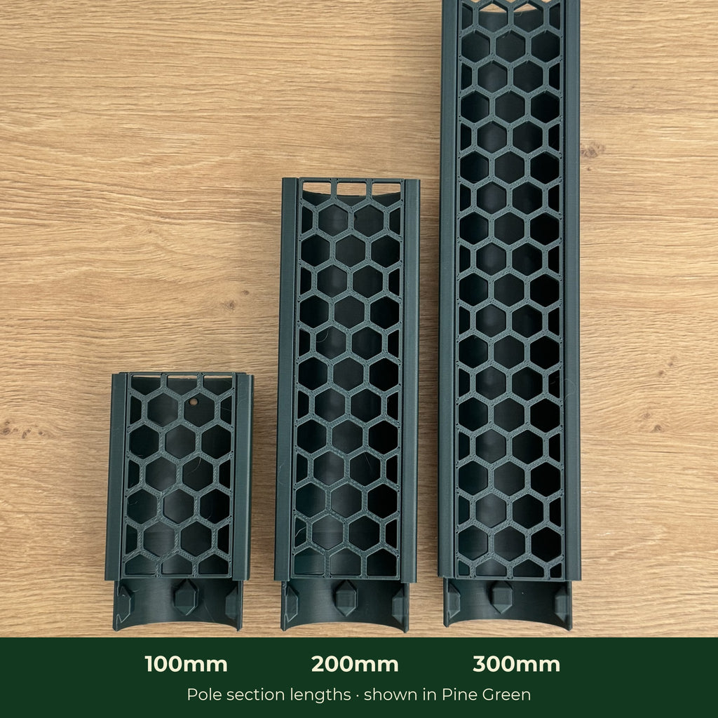 Pine Green ModuMoss pole sections in 100mm, 200mm and 300mm lengths