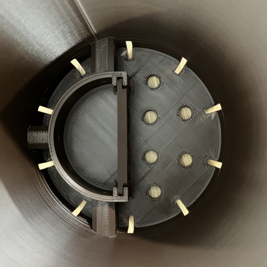 Looking down into the ModuMoss anchor pot with its pole anchor and drainage holes