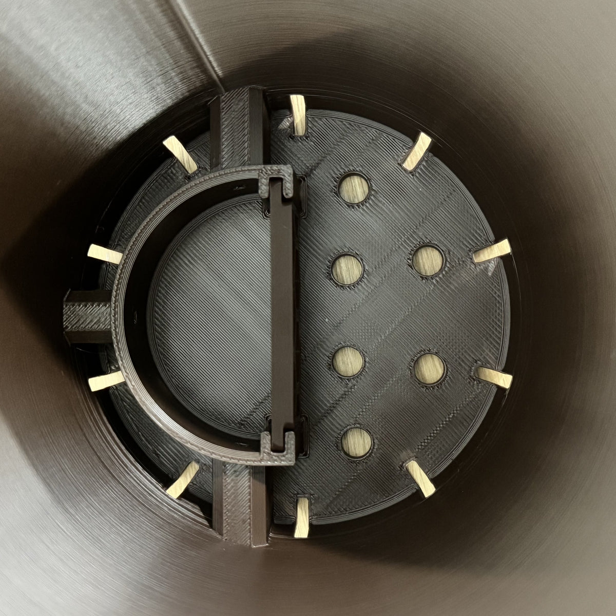 Looking down into the ModuMoss anchor pot with its pole anchor and drainage holes
